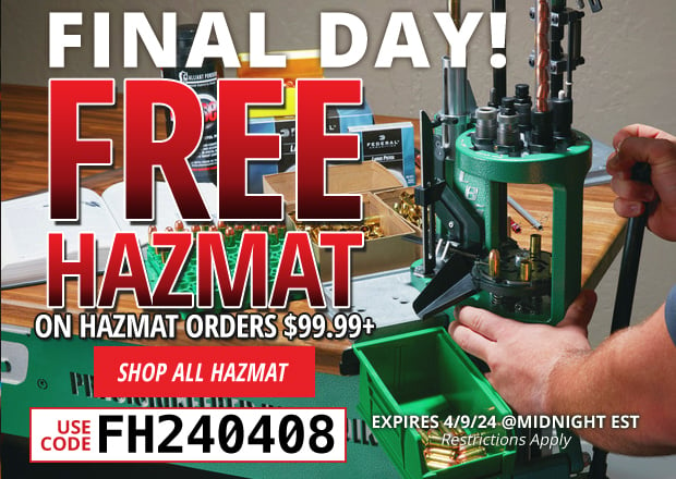 Final Day for Free Hazmat on Hazmat Orders $99.99+  Restrictions Apply  Use Code FH240408