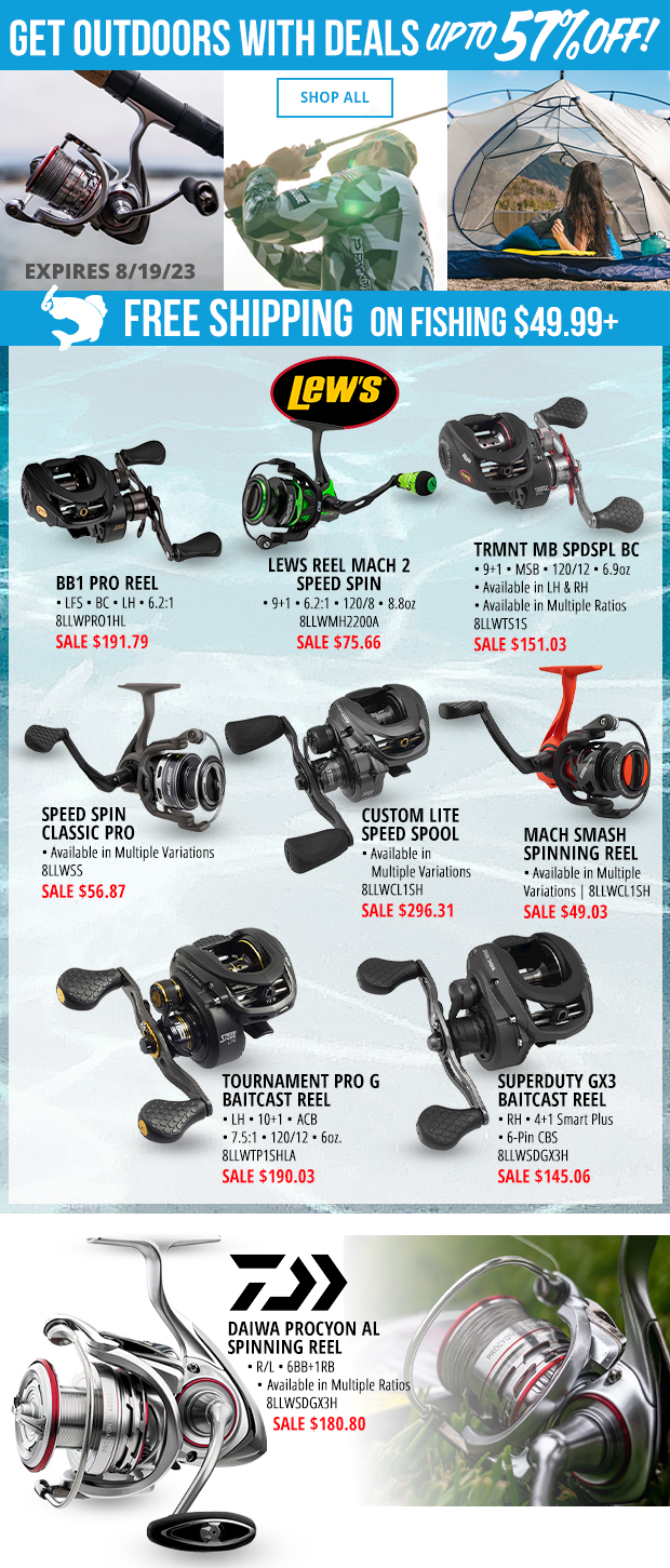 Fishing & Camping Deals Up to 57% Off