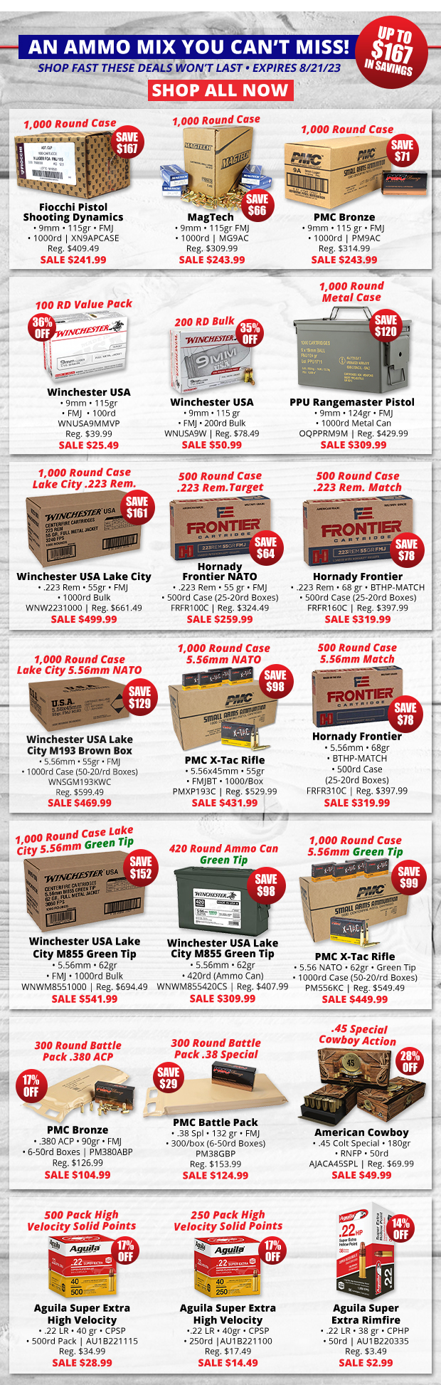 Ammo Deals Up to $167 Off!