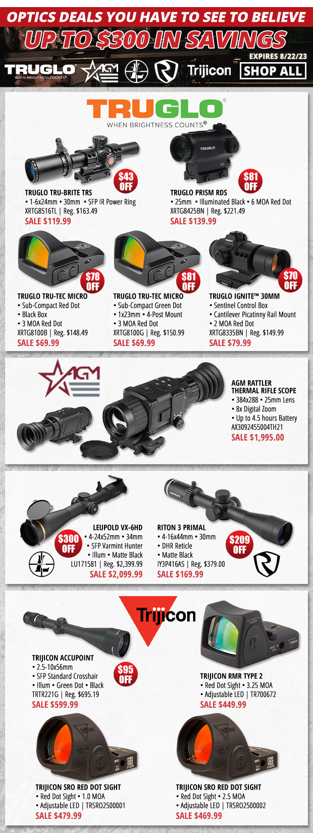 Up to $300 in Savings on Top Optics