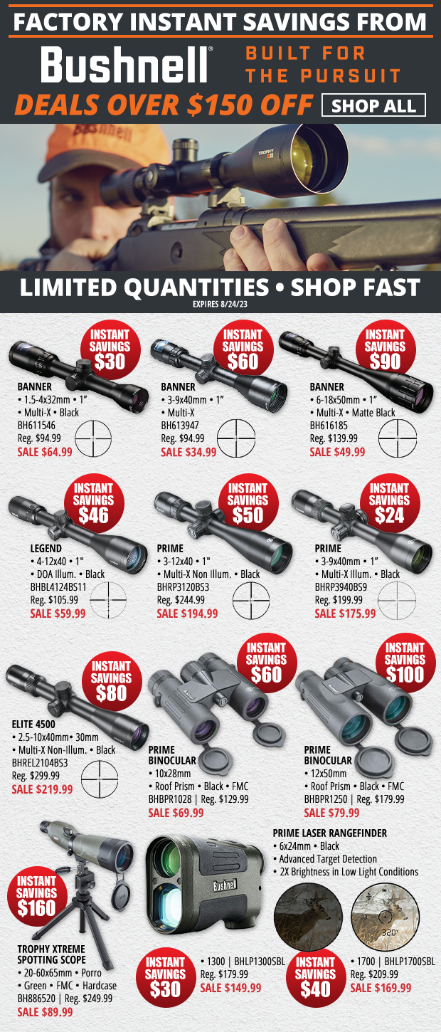 Factory Instant Savings from Bushnell with Deals Over $150 Off
