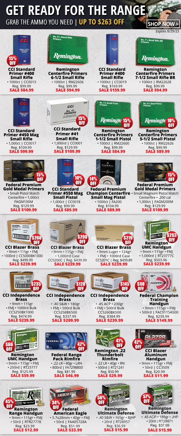 Save Up to $263 Off Ammo  Shop All