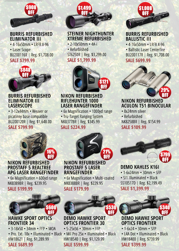 Track Down Big Savings - Up to $1,499 Off Optics from Top Brands