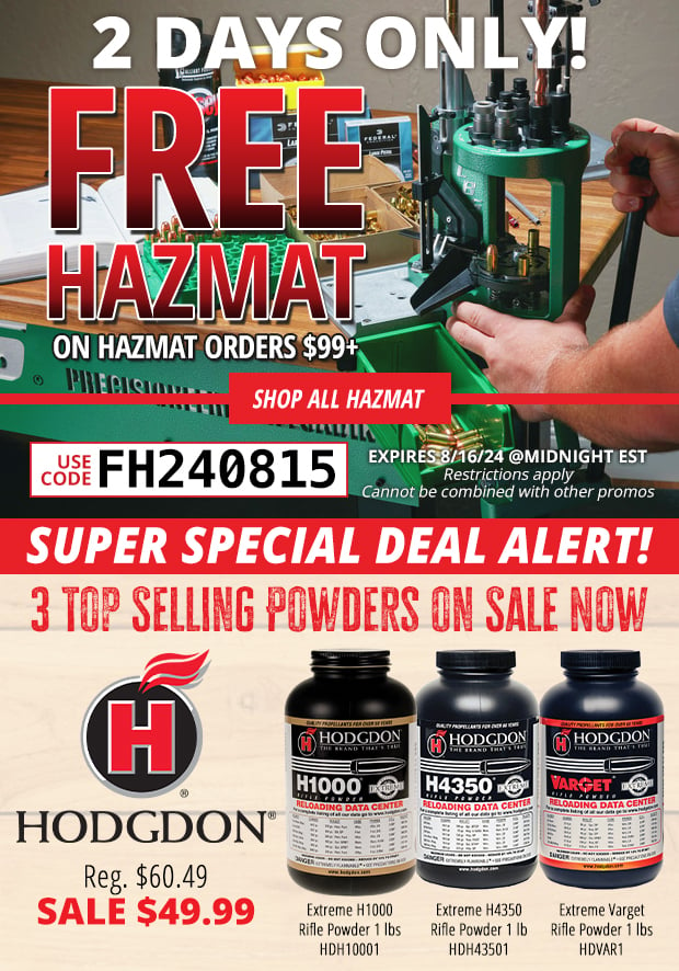 2 Days Only for Free Hazmat on Hazmat Orders $99 • Restrictions Apply • Use Code FH240815