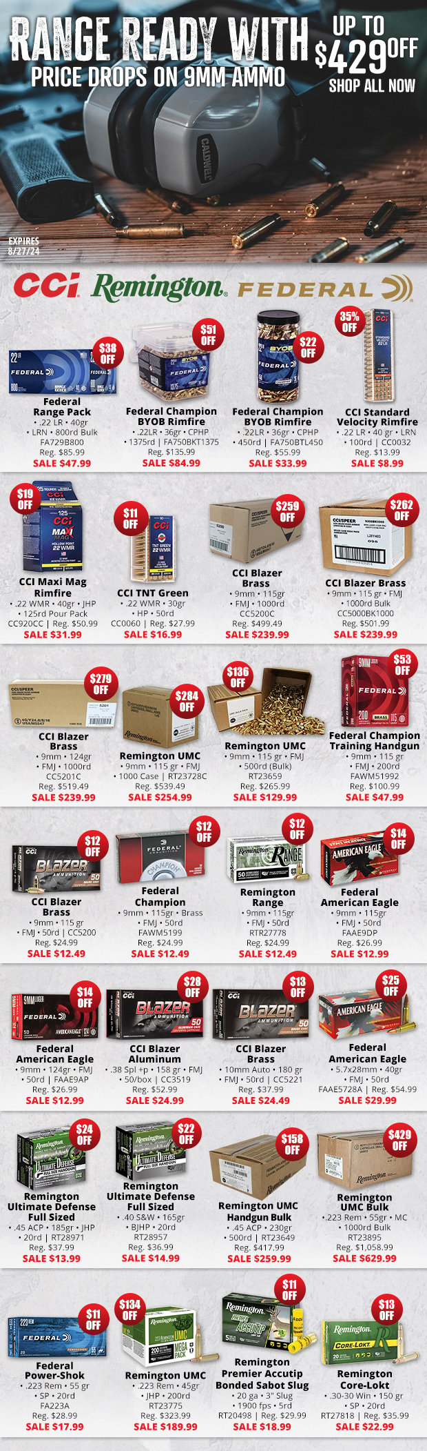 Get Range Ready with Up to $429 Off • Price Drops on 9MM Ammo