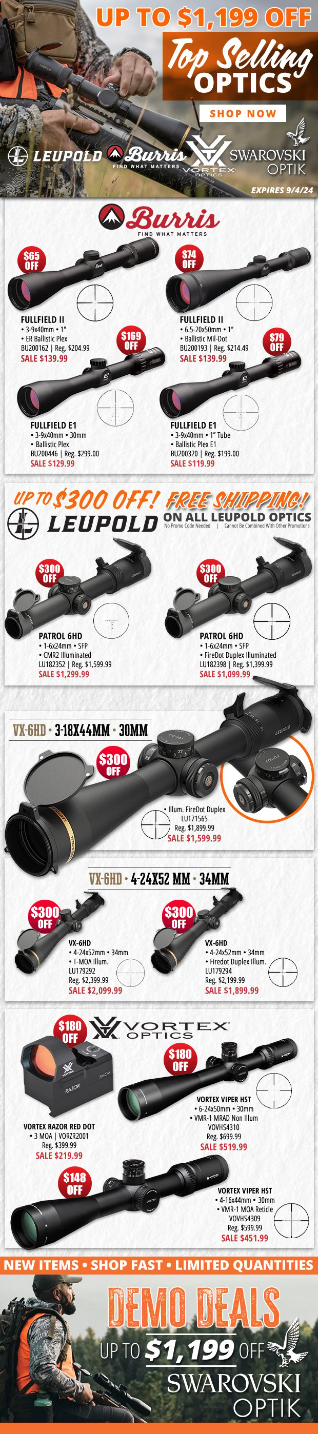 Up to $1,199 Off Top Selling Optics and Top Swarovski Demo Deals!