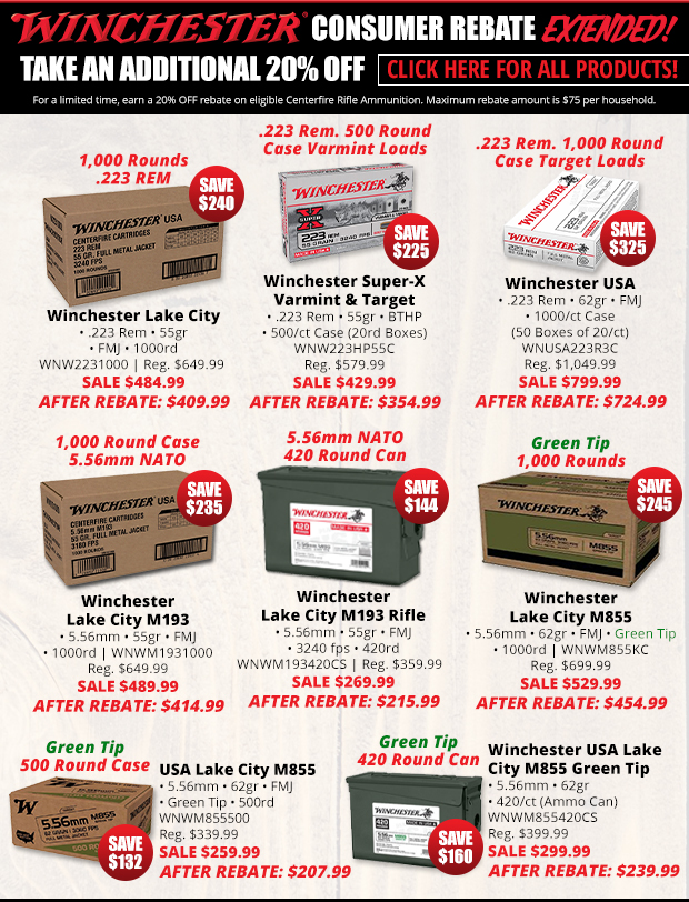 Winchester Ammo Rebate Continues Shop Now