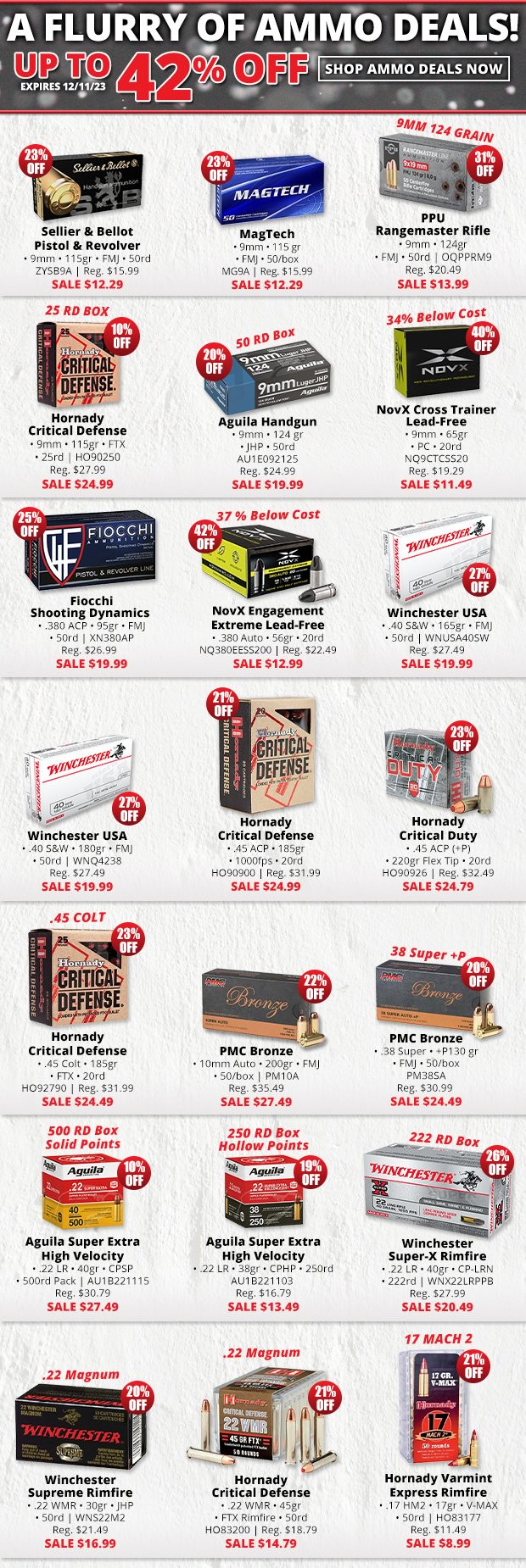 A Flurry of Ammo Deals Up to 42% Off!