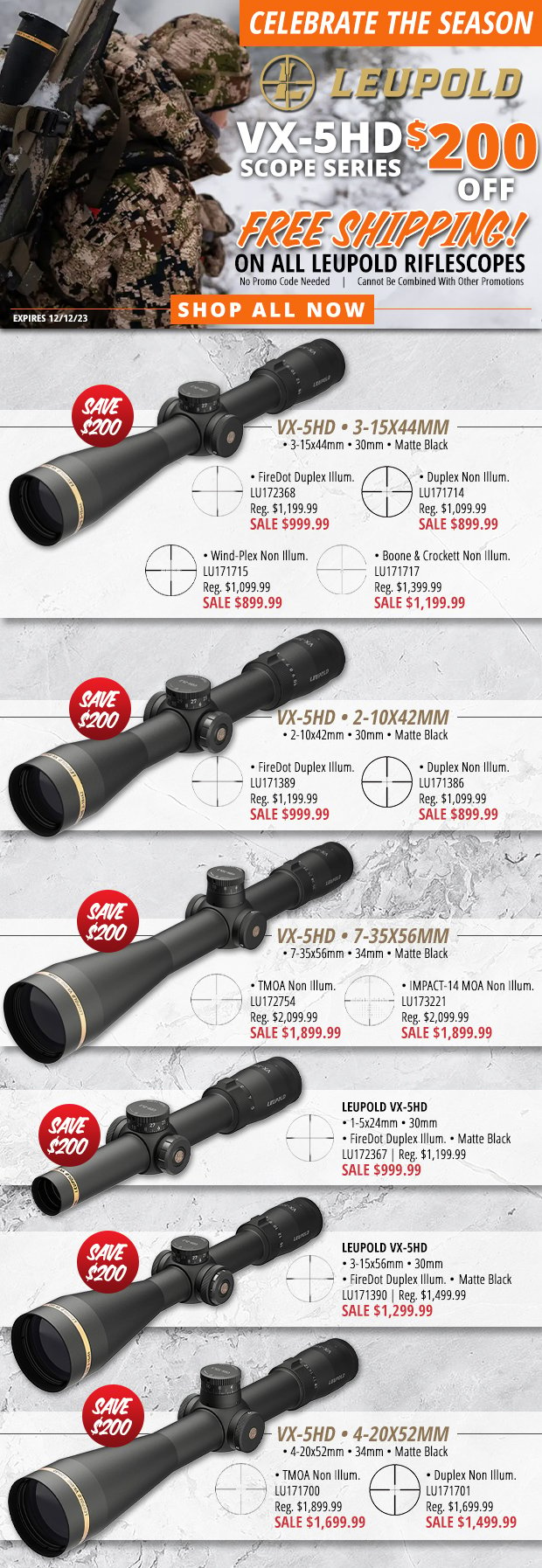 $200 Off the Leupold VX-5HD Scope Series and Free Shipping on All Leupold Riflescopes