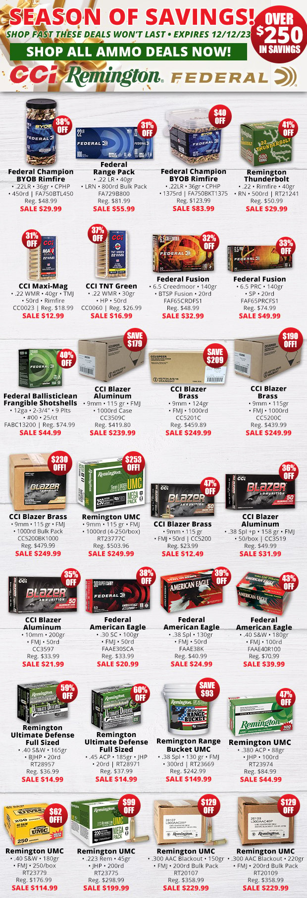 Over $250 in Savings On Top Ammo Deals