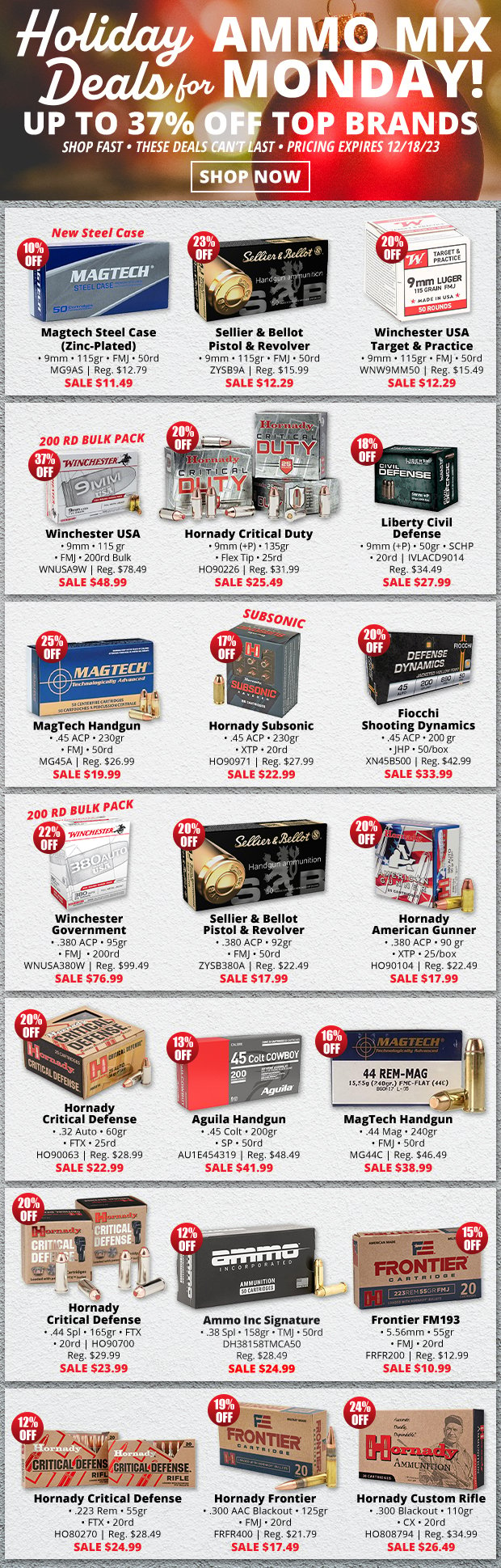 Holiday Deals for Ammo Mix Monday Up to 37% Off!