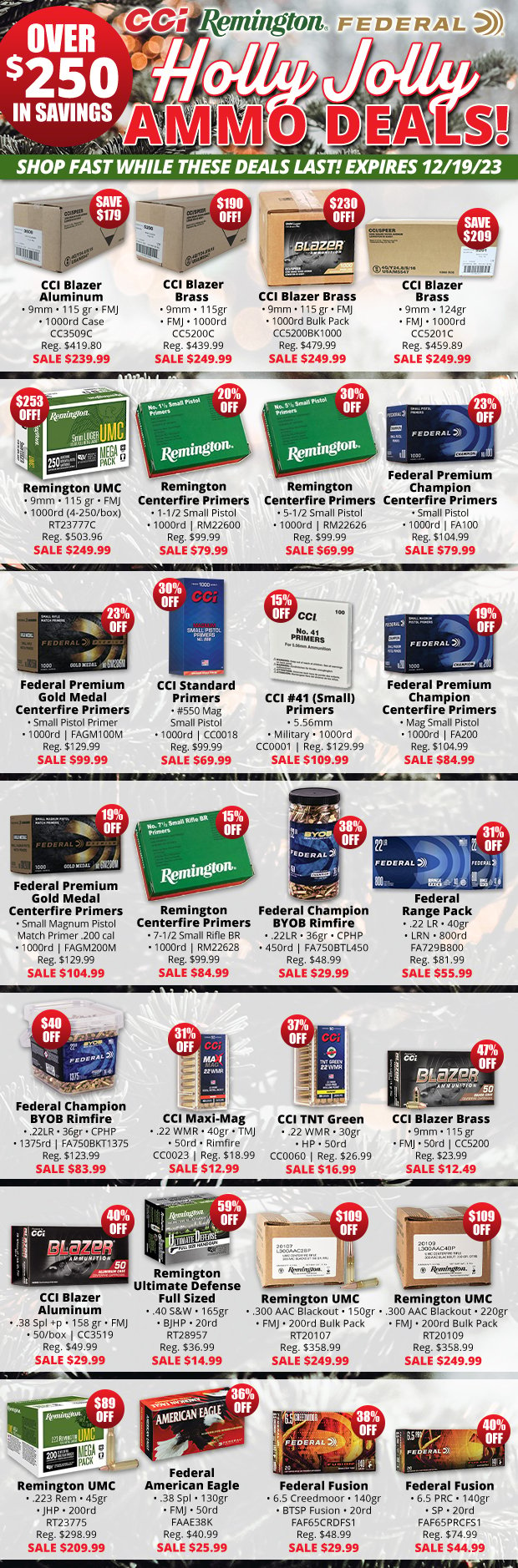 Holly Jolly Ammo Deals with Over $250 in Savings!