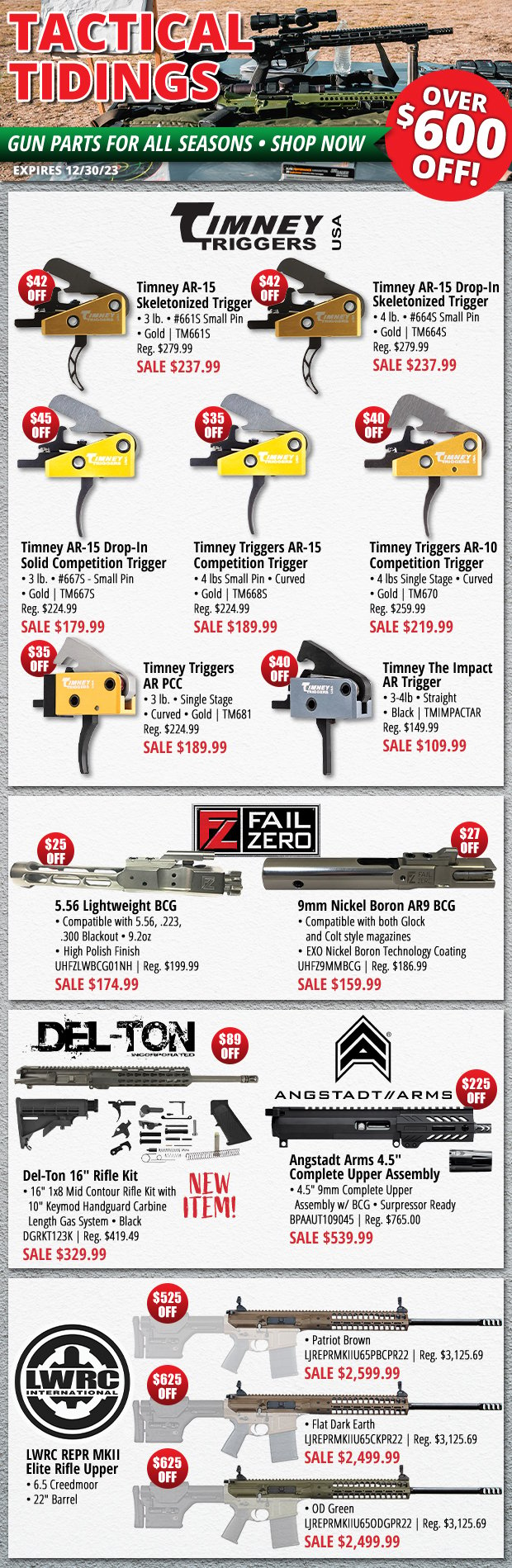 Tactical Tiding with Gun Parts Over $600 Off!