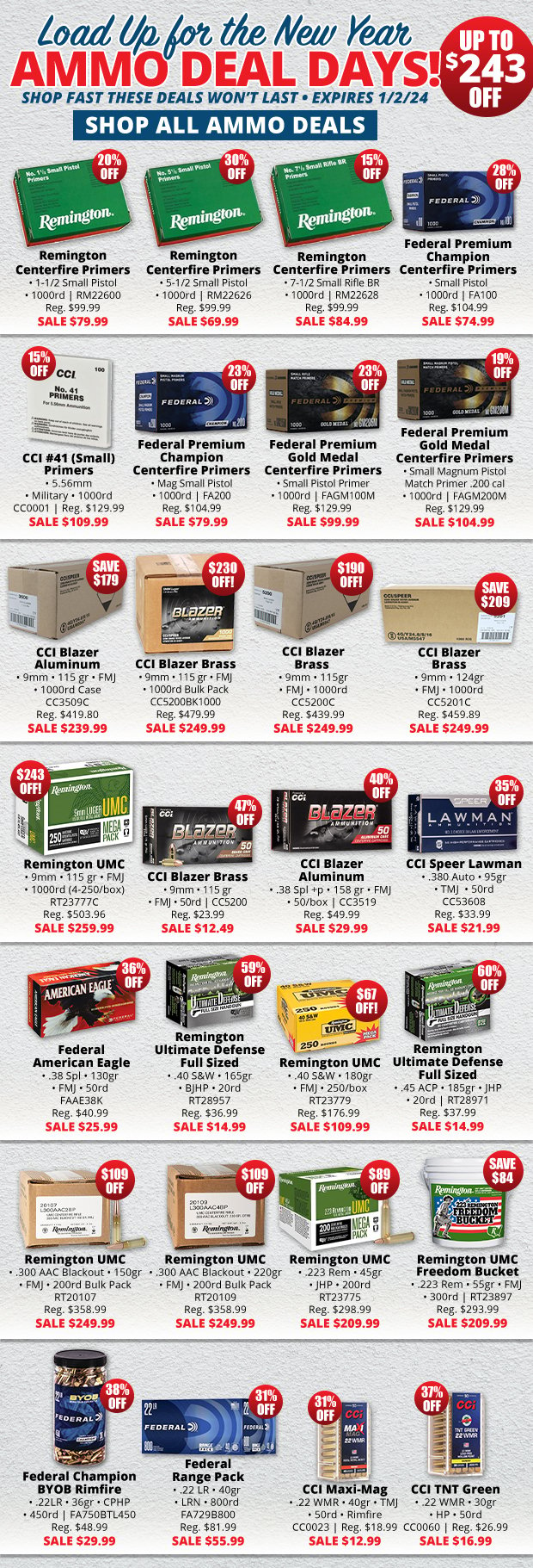 Ammo Deal Days with Up to $243 Off
