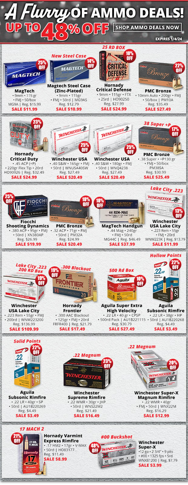 Up to 48% Off With Our Flurry of Ammo Deals!