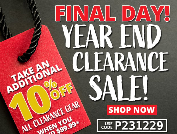 Final Day to Take an Additional 10% Off All Clearance Gear When You Spend $99.99+  Use Code P231229 Restrictions Apply