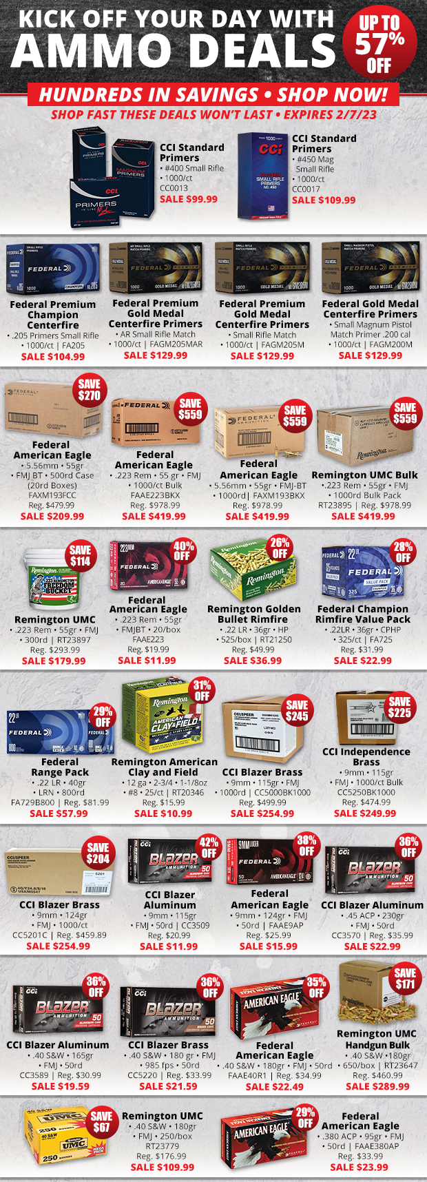 Ammo Deals up to 57% Off  Hundreds in Savings