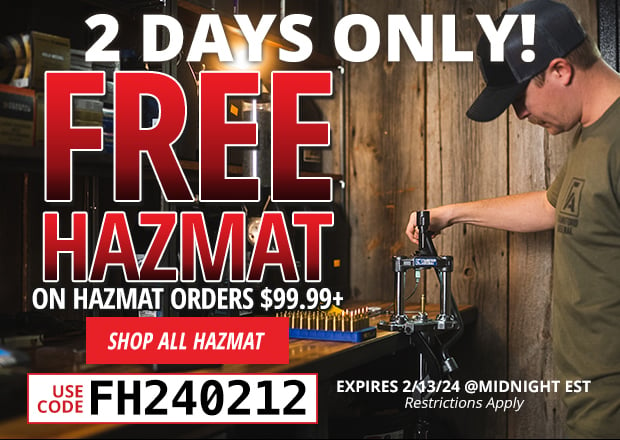 Two Days Only! Free Hazmat On Hazmat Orders $99.99+  Restrictions Apply