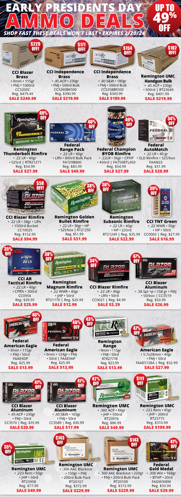 Early Presidents Day Ammo Deals Up to 49% Off!