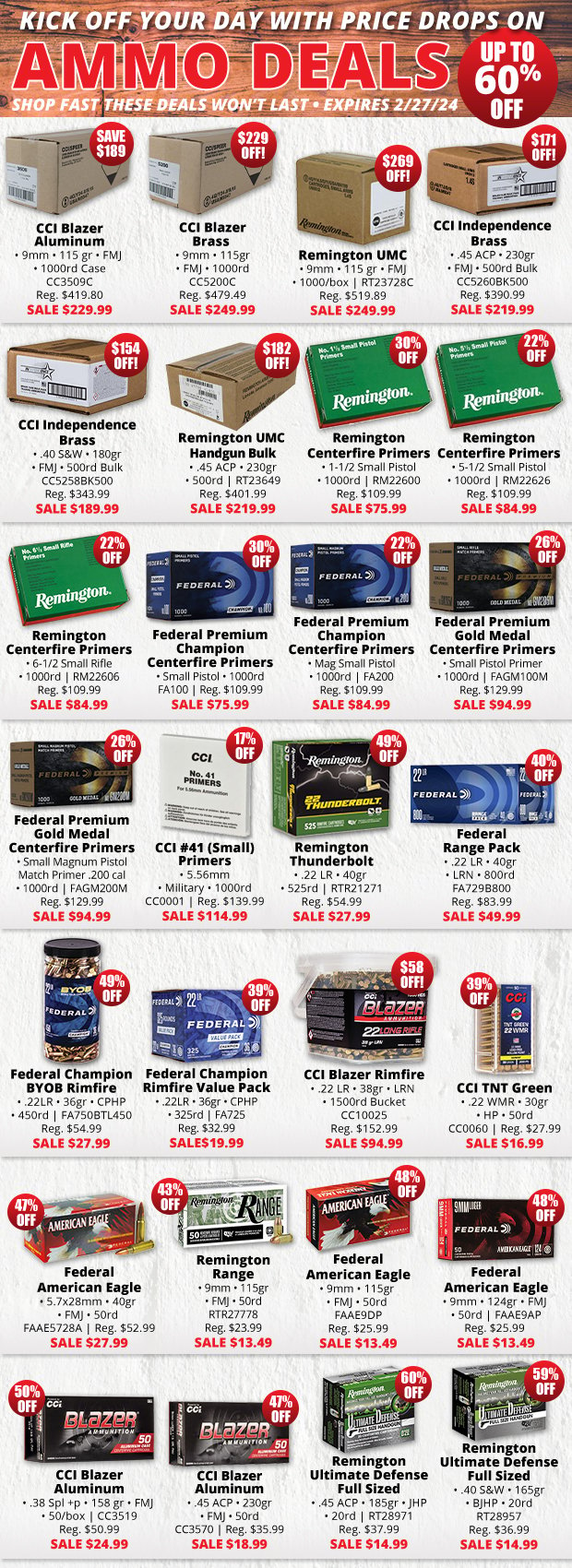 Price Drops on Ammo Deals Up to 60% Off!