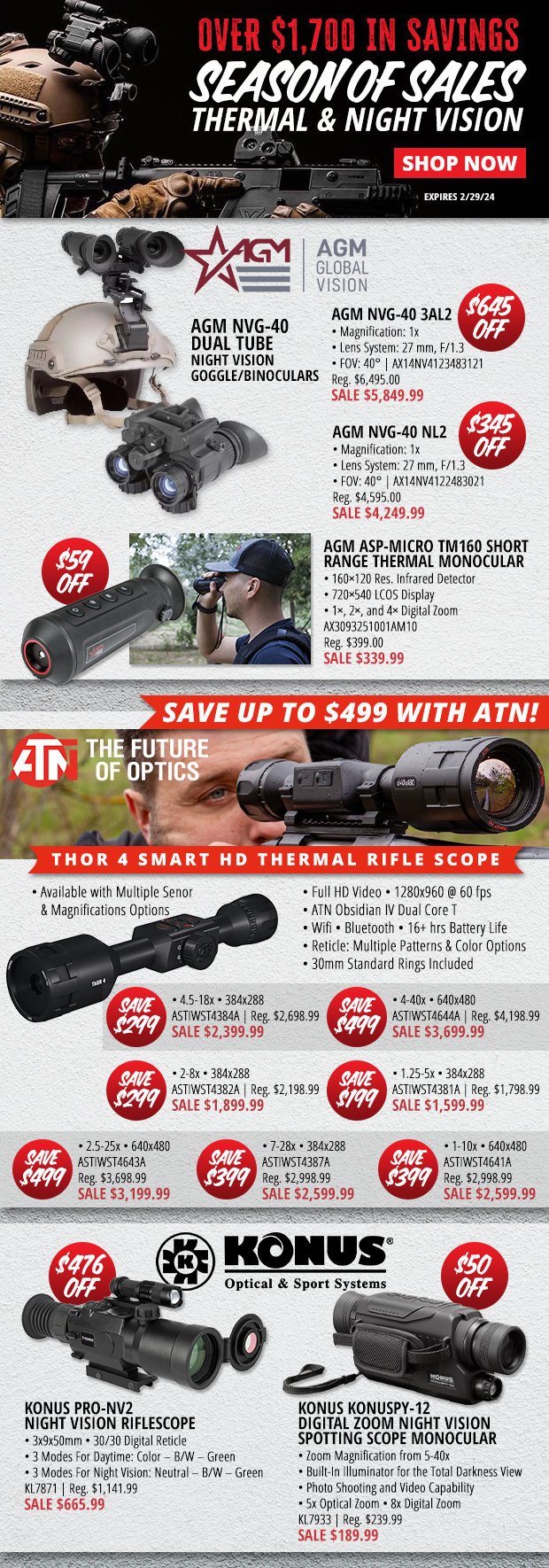 Over $1,700 in Savings on Select Thermal and Night Vision