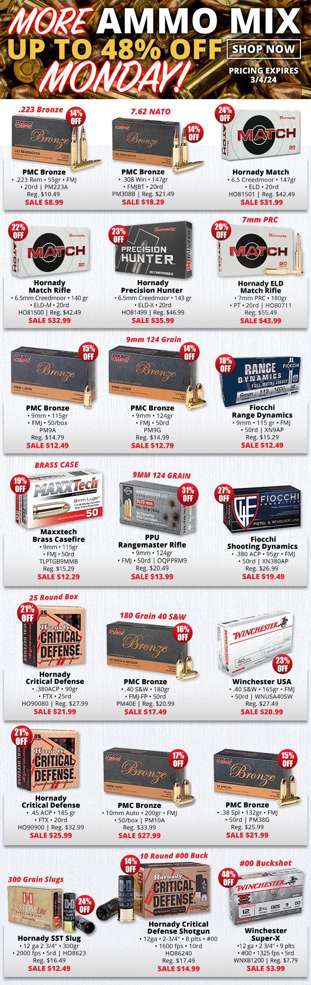 Up to 48% Off Ammo on More Ammo Monday!