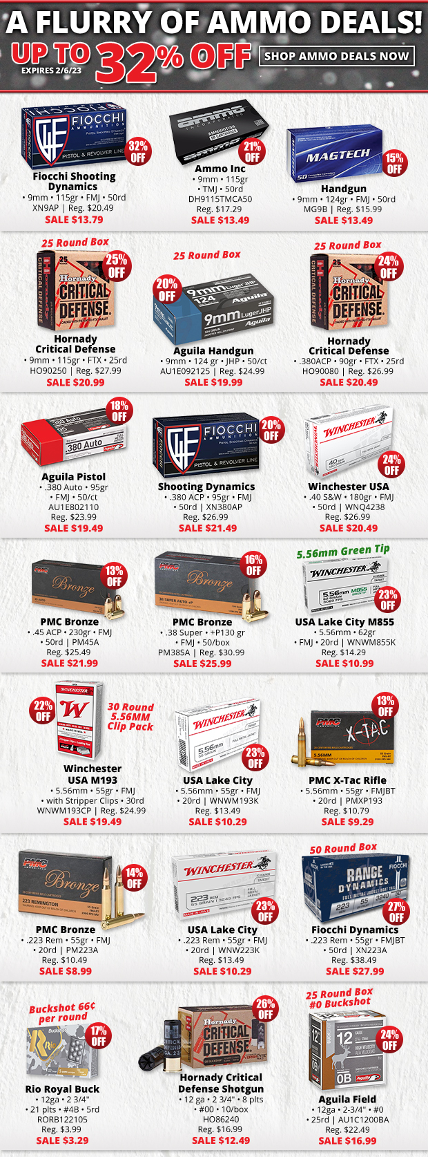 Ammo Deals Up to 32% Off