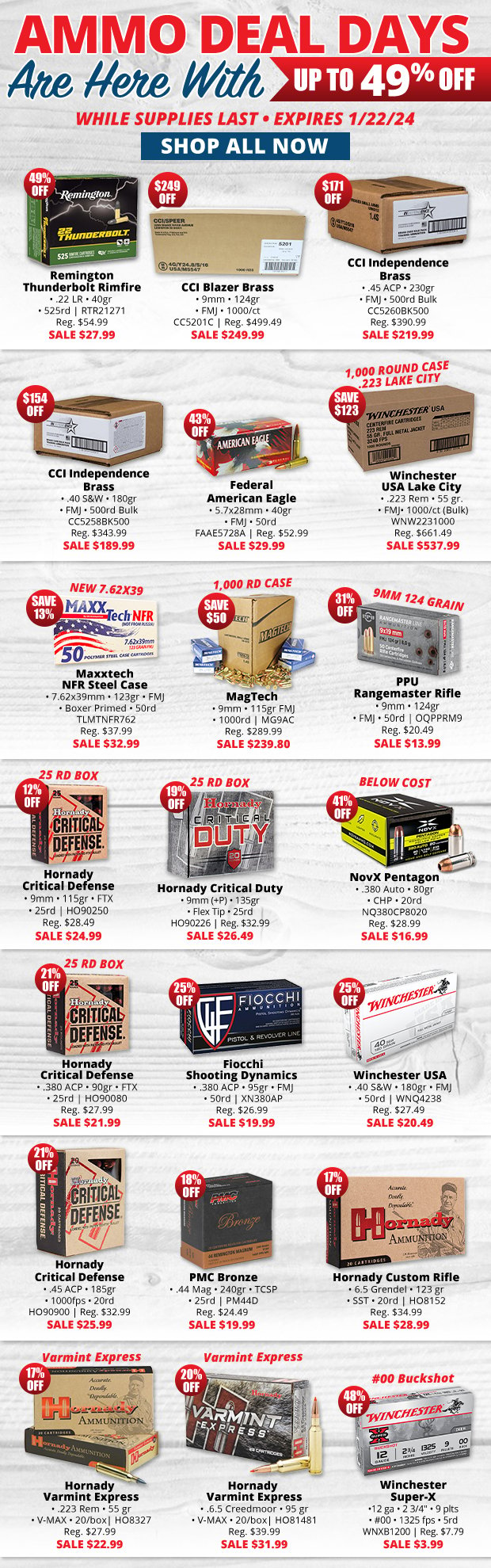 Up to 49% Off on Ammo Deals Days!
