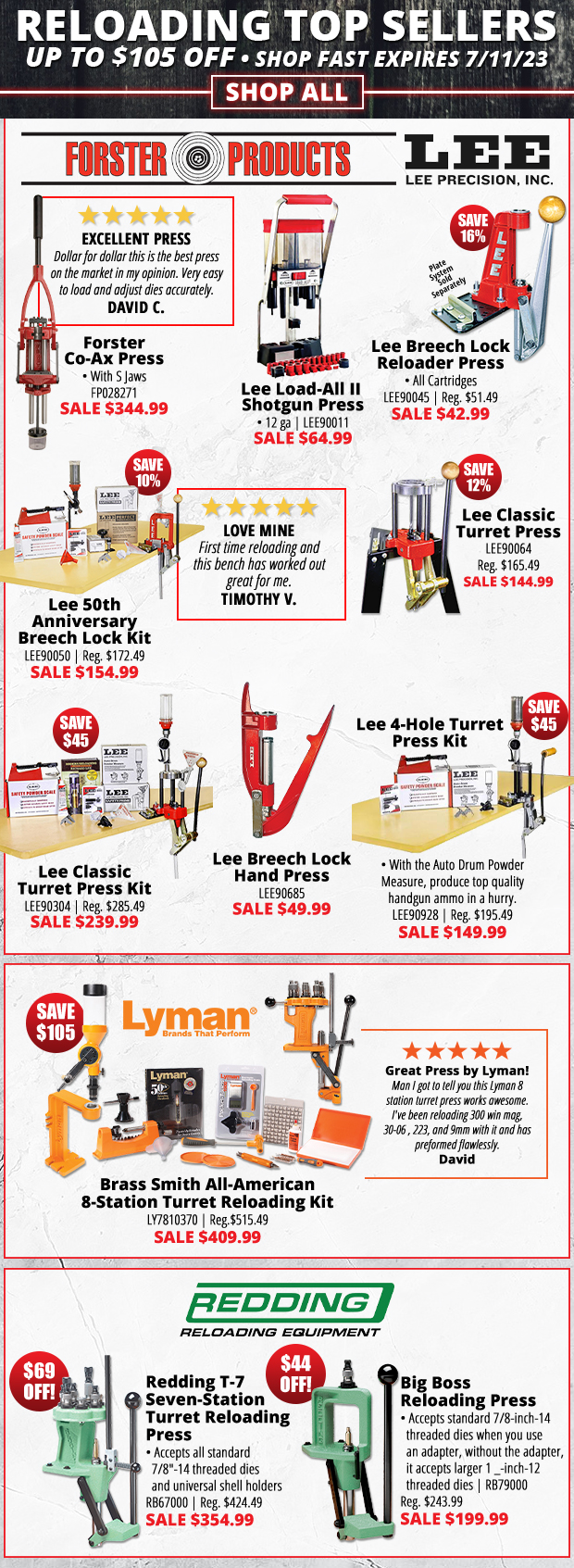 Up to $105 Off Reloading Top Sellers