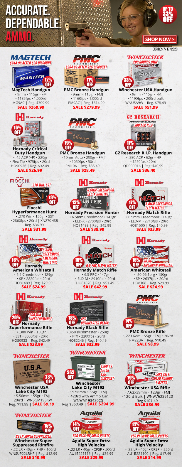 Shop Our Ammo Sale  Save Up to 33% Off