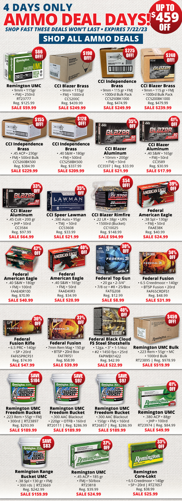 Up to $459 Off with Ammo Deal Days!