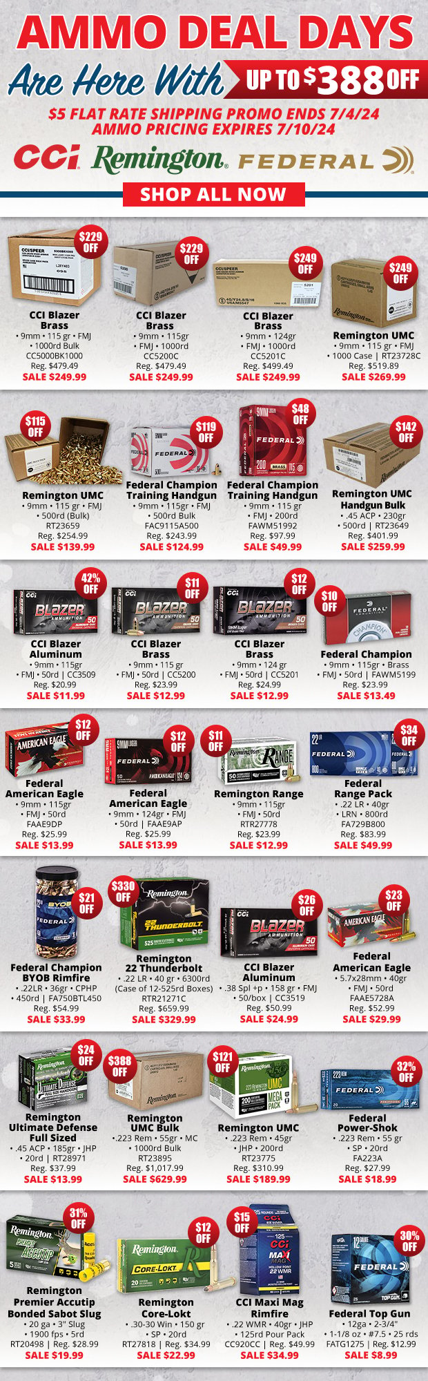 Up to $388 Off on Our Ammo Deals Days!