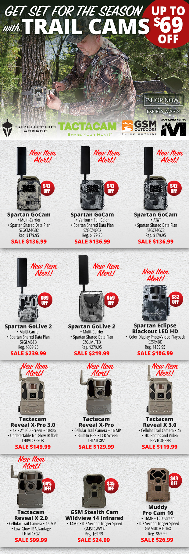 New Items in Trail Cams Up to $69 Off!