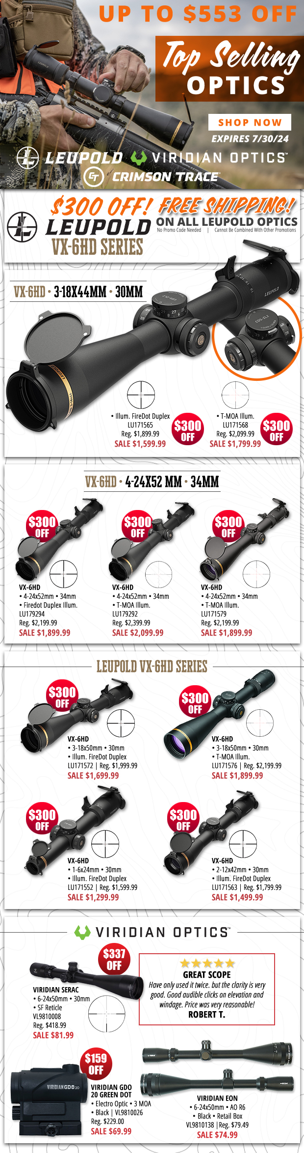 Up to $553 Off Top Selling Optics!