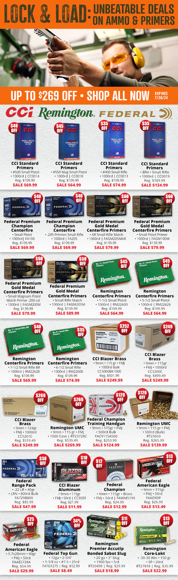 Up to $269 Off with Unbeatable Deals on Ammo & Primers