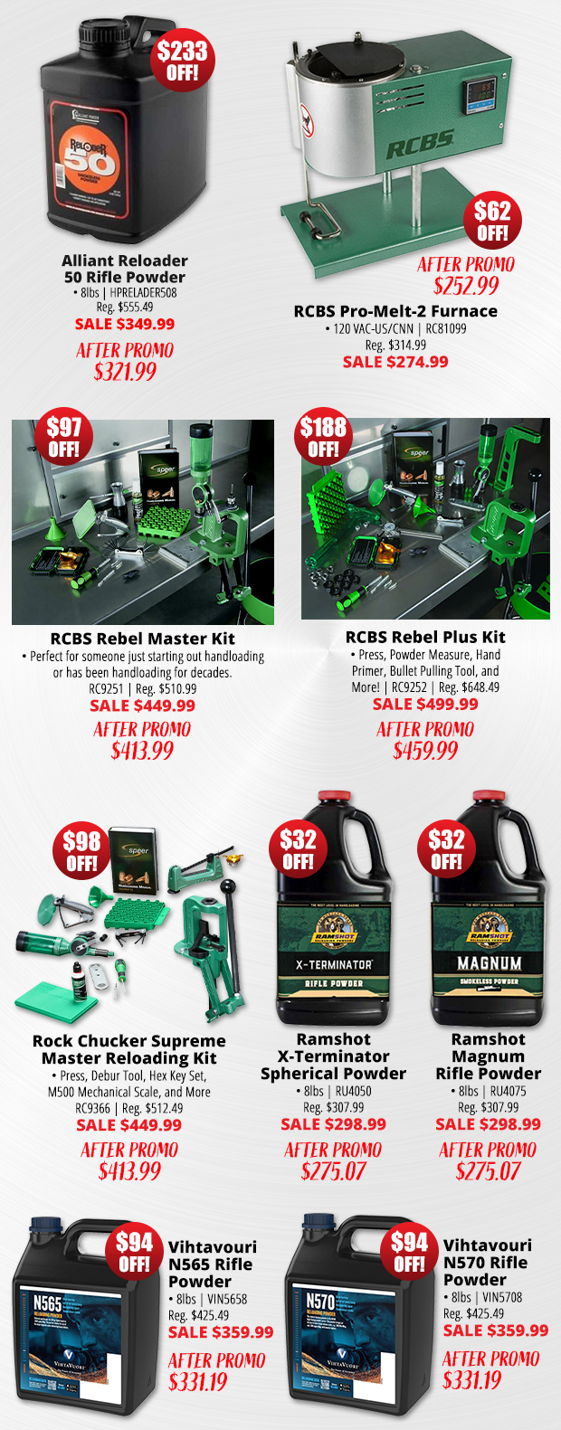 Up to $233 Off with Our Summer Reloading Sale of Top Sellers!