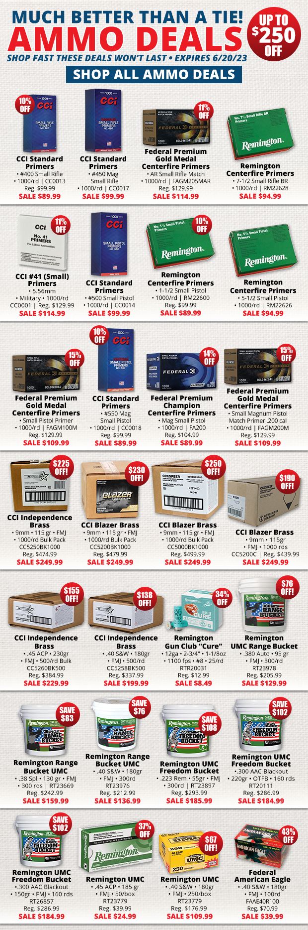Ammo Deals up to $250 Off