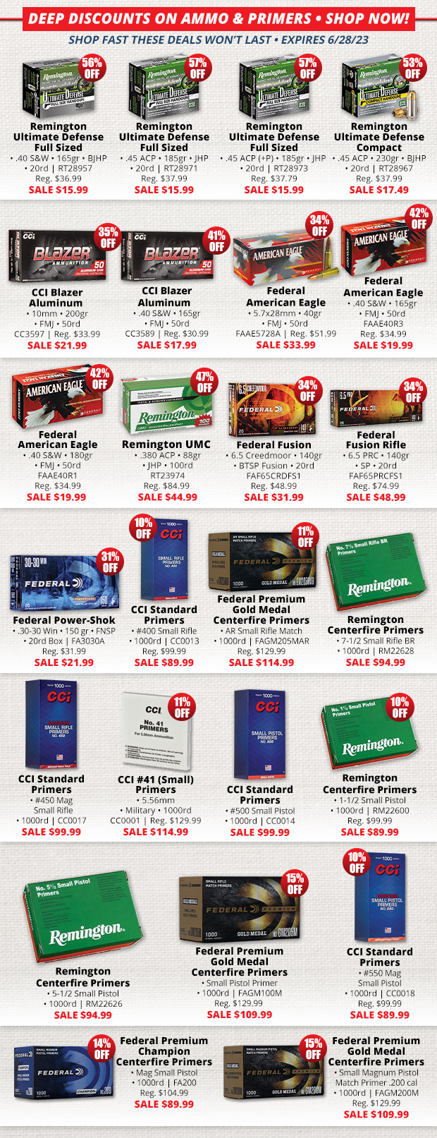 Deep Discounts on Ammo & Primers