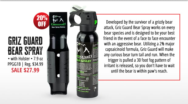 Be Prepared with Griz Guard Bear Spray 20% Off