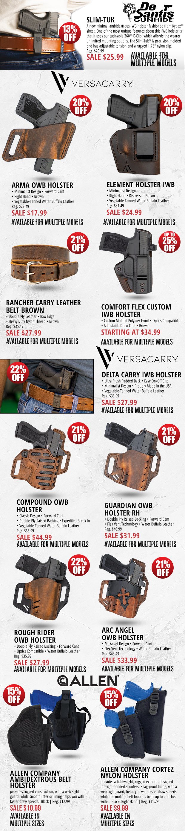 Big Savings On Top Holsters Up To 25% Off!