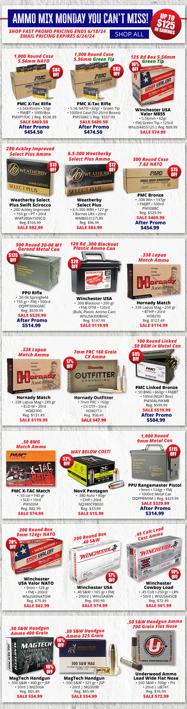 Up to $125 Off on Ammo Mix Monday You Can't Miss