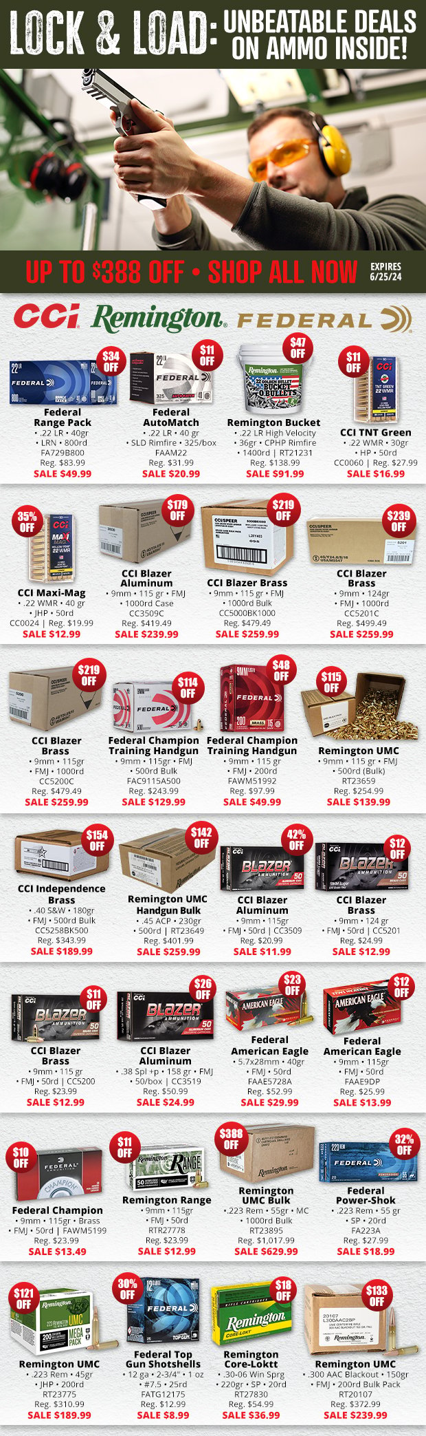 Up to $388 Off Ammo Deals!