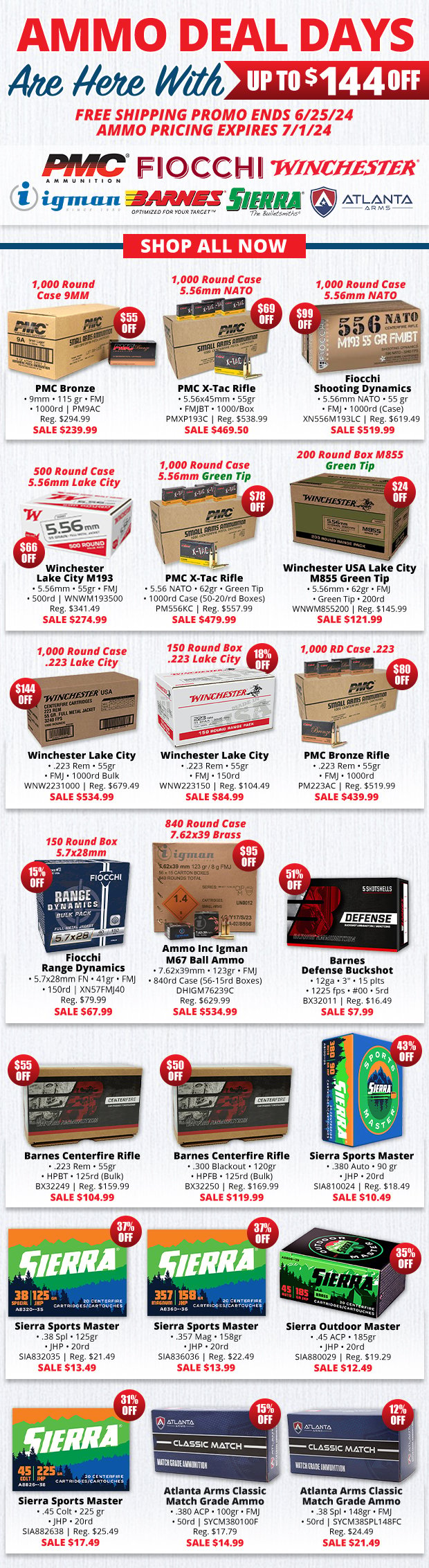 Up to $144 Off on Our Ammo Deal Days!