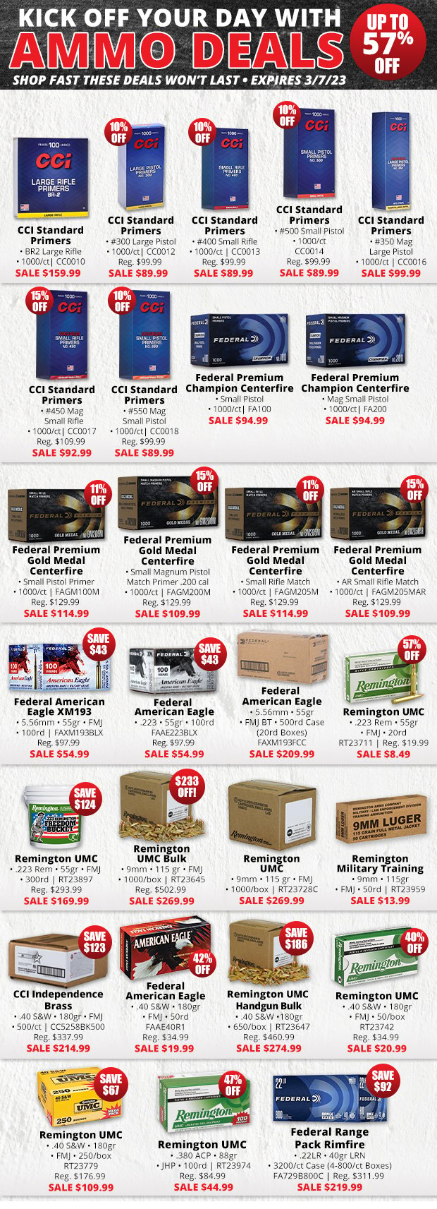 Ammo Deals Up to 57% Off