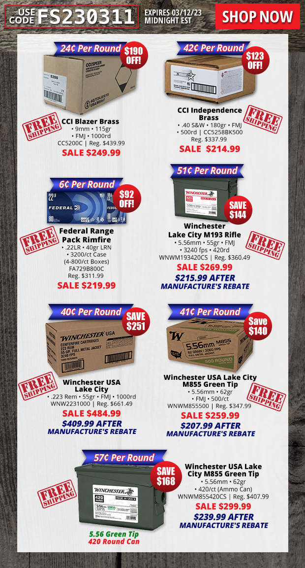Ammo Flash Sale with Free Shipping!