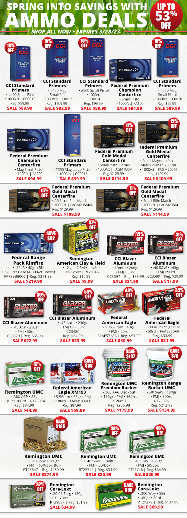 Spring Into Savings with Ammo Deals up to 53% Off