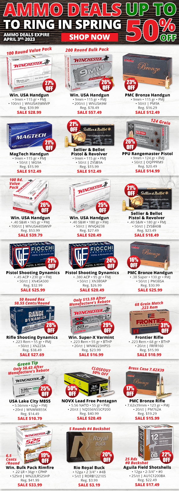 Ring In Spring with Ammo Deals up to 5% Off