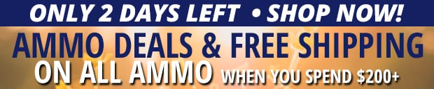 Only 2 Days Left for Free Shipping on All Ammo When You Spend $200+  Restrictions Apply