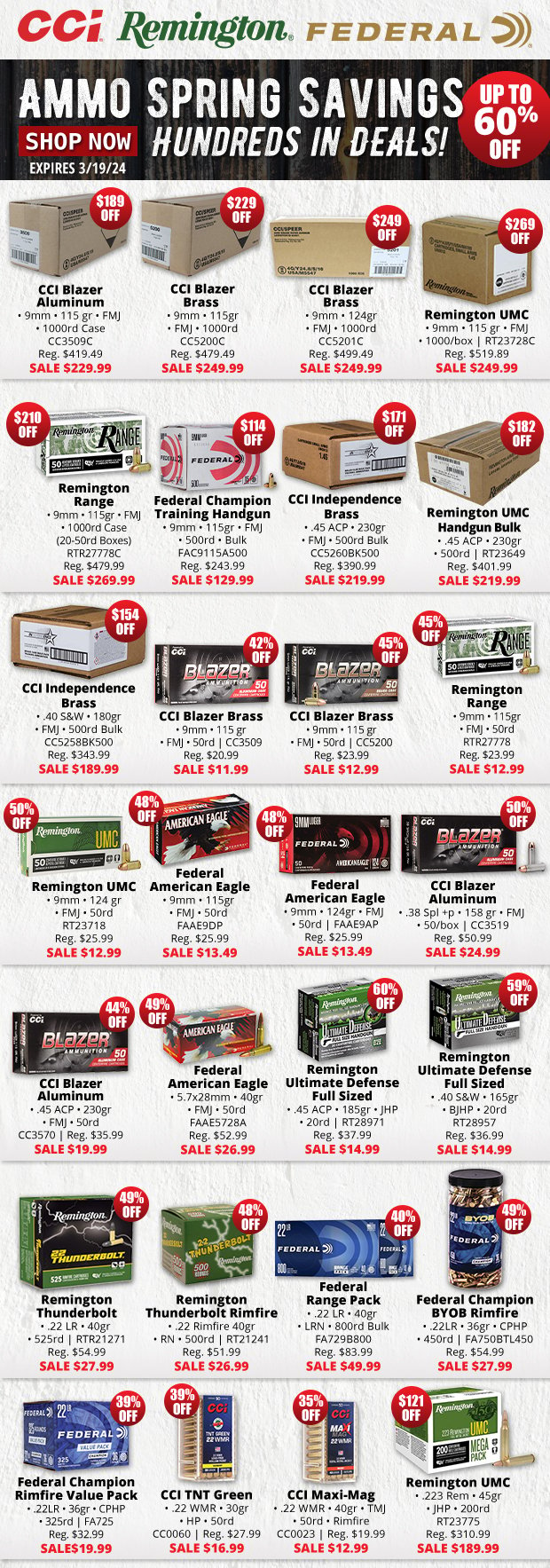 Up to 60% Off with Ammo Spring Savings!