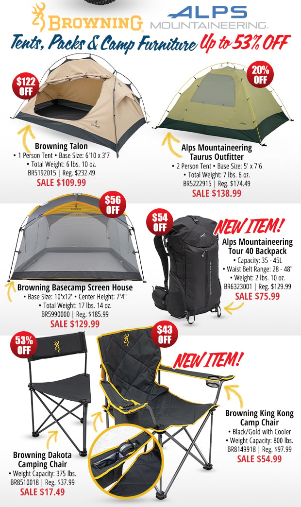 Up to 53% Off Browning & Alps Mountaineering Camp Gear